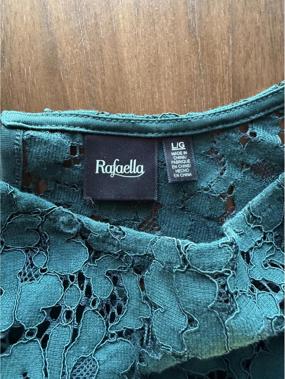 Rafaella Jade Green Lace Bell Sleeve Top with Cami Size L - Picture 7 of 7